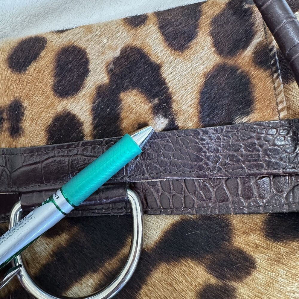 Maurizio Taiuti GENUINE LEATHER COWHIDE CALF HAIR Tote Handbag MADE IN ITALY - Picture 2 of 16
